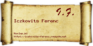 Iczkovits Ferenc névjegykártya